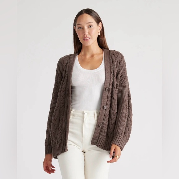 Quince Sweaters - Quince Organic Cotton Oversized Cable Cardigan (L)